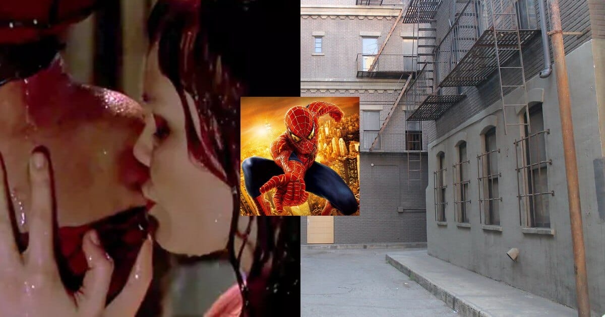 Reality/Fiction kiss of Spider-man and Mary Jane