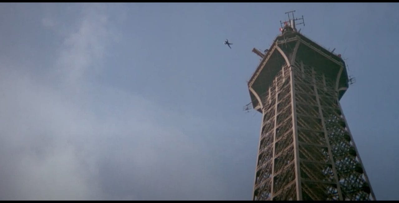 Scene at the Eiffel Tower in James Bond A View to a Kill