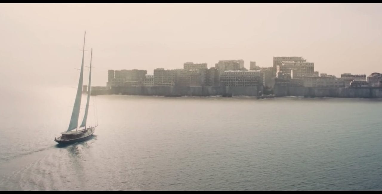 Scene on Silva Island in James Bond Skyfall