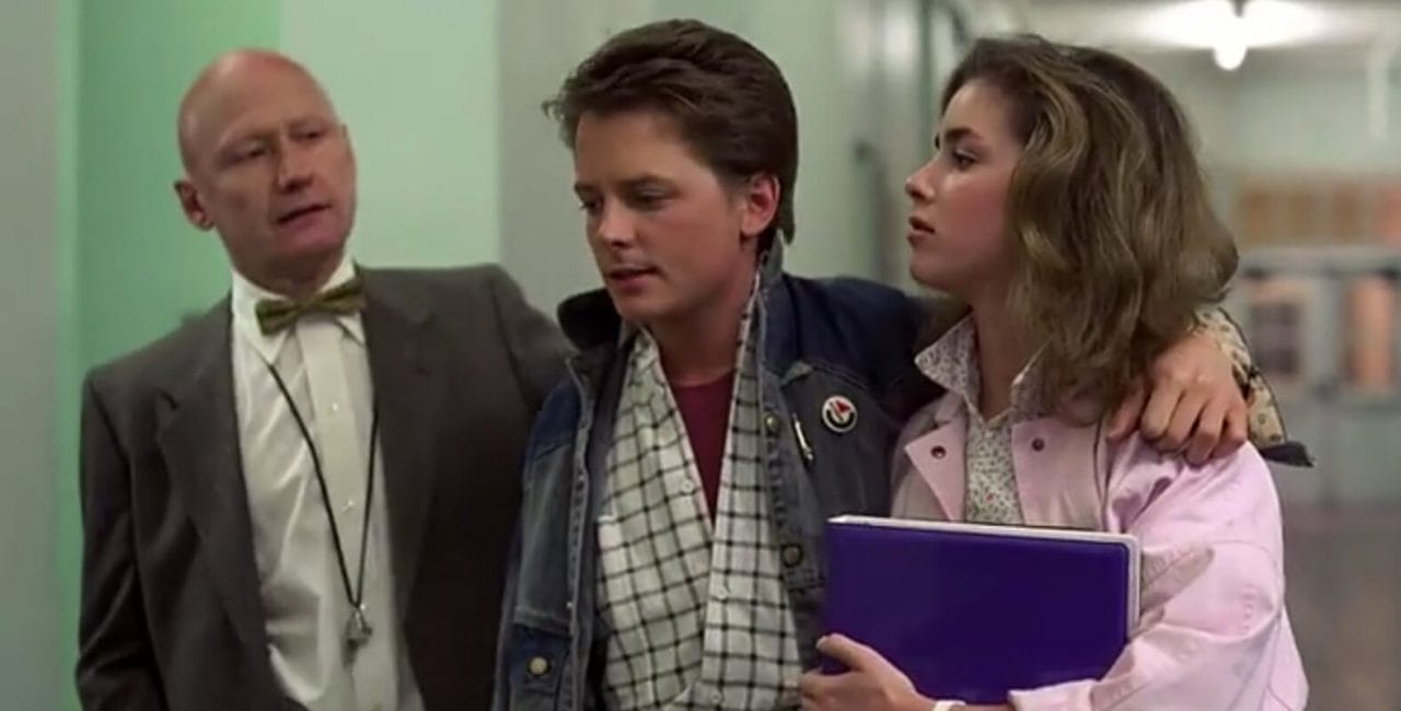 Scene at Hill Valley High School in Back to the Future