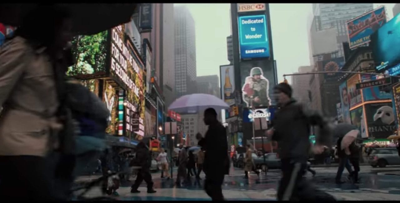 Scene in Times Square in Captain America: The First Avenger