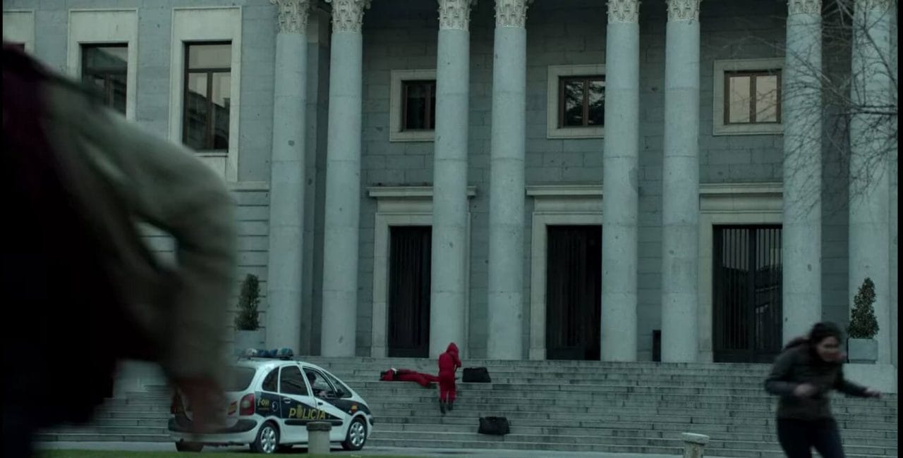 Scene at the National Coinage and Stamp Factory in Money Heist