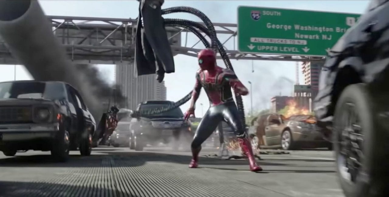 Scène au Alexander Hamilton Bridge dans Spider-Man : No Way Home