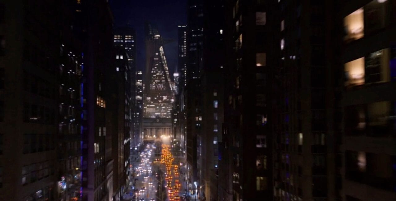 Scene in front of the Avengers tower in Avengers