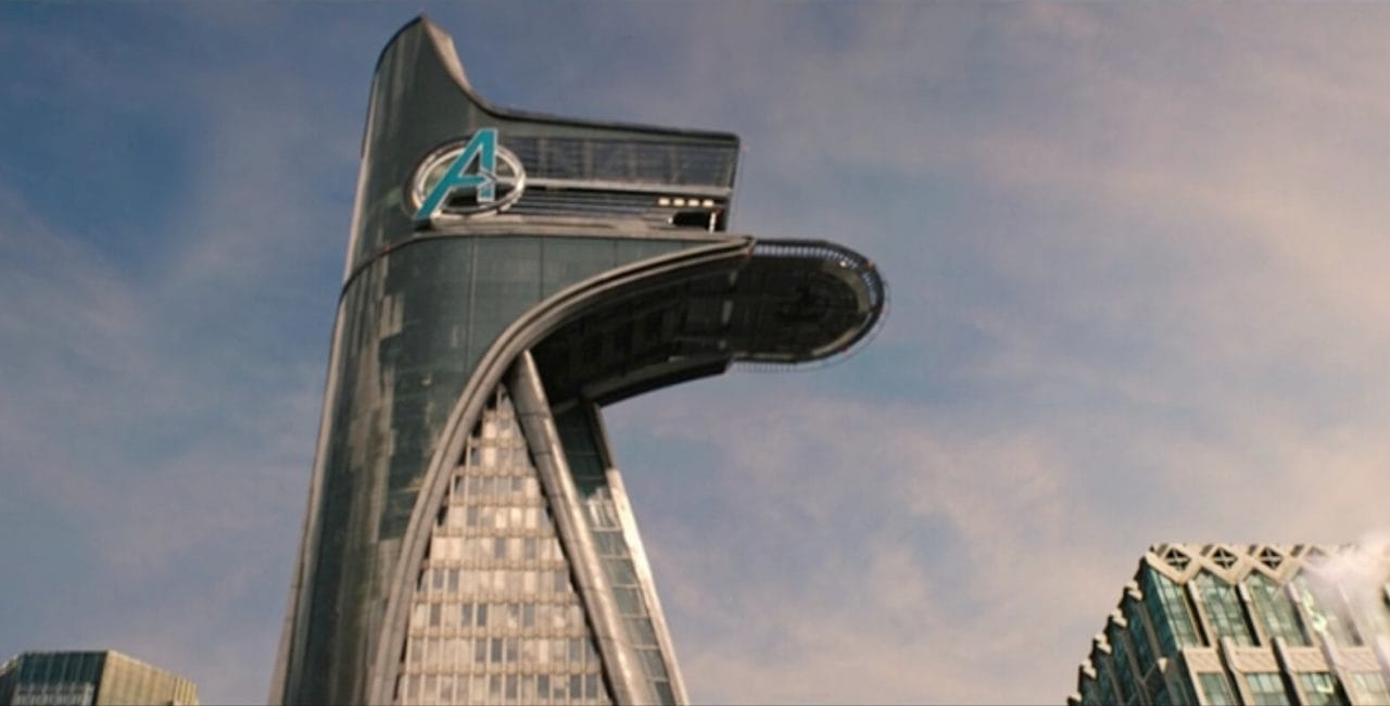 Scene in front of the Avengers tower in Avengers: Age of Ultron