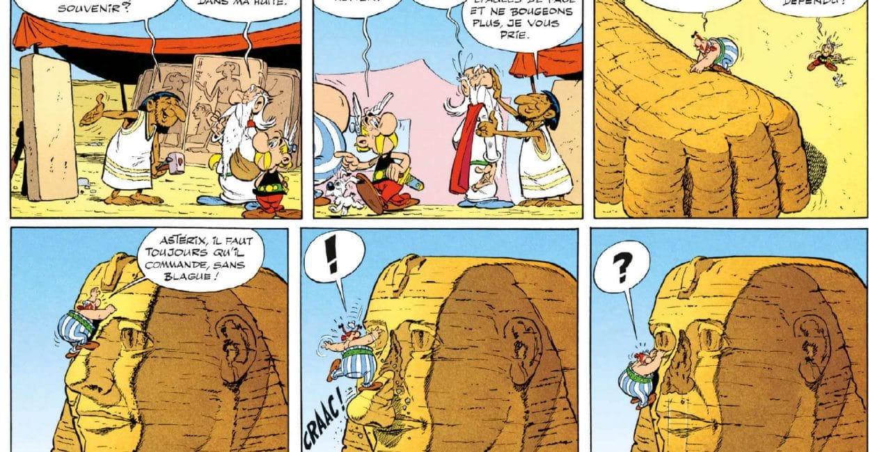 Plate of the Sphinx in Asterix and Cleopatra