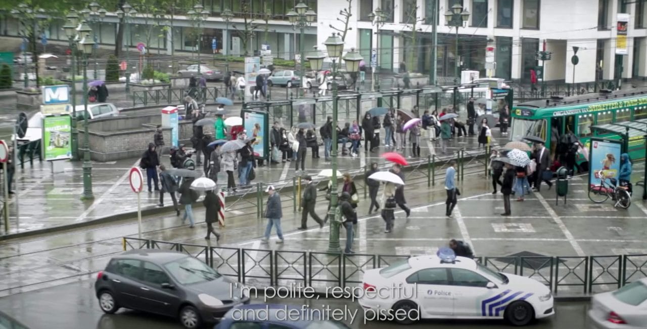 Excerpt from Stromae's video Formidable at Louise station in Brussels