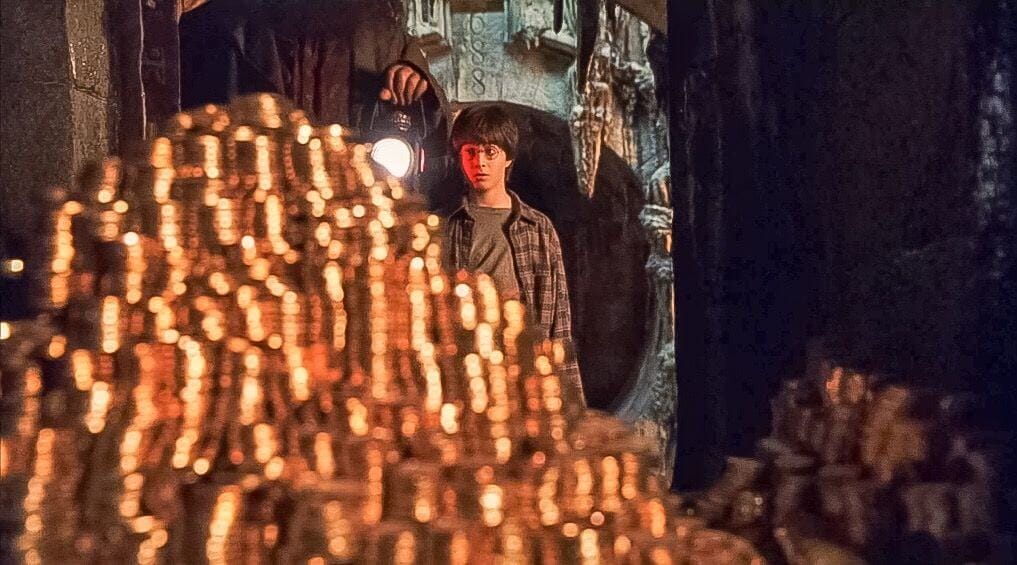 Scène à Gringotts dans Harry Potter à l'école des sorciers