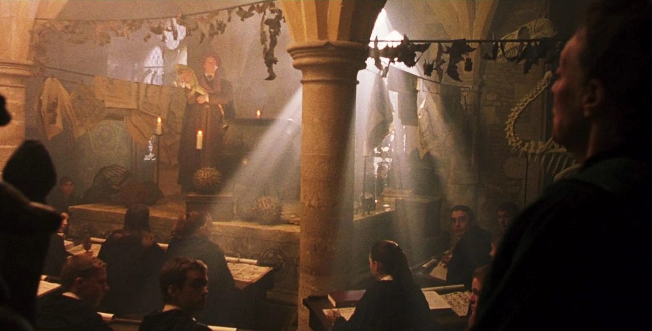 Scene in the classrooms of Hogwarts in Harry Potter and the Philosopher's Stone